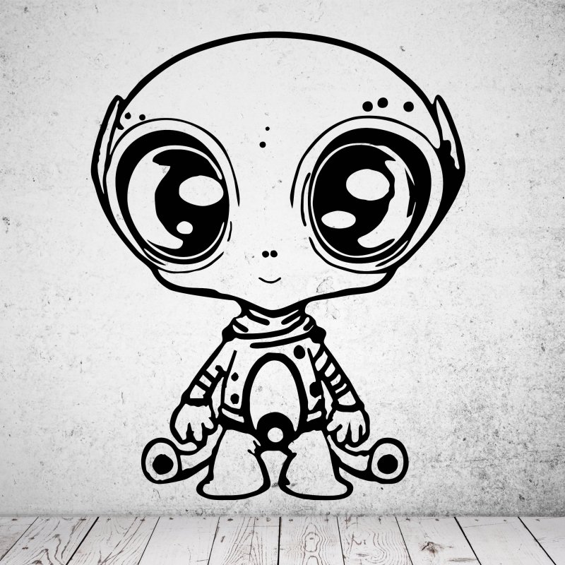 Preview: 46222 Alien Cartoonstyle Wandsticker